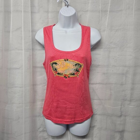 Ron Jon Surf Shop Bubble Gum Pink Ribbed Tank Top Beach Tropical Tikki M - Picture 9 of 9